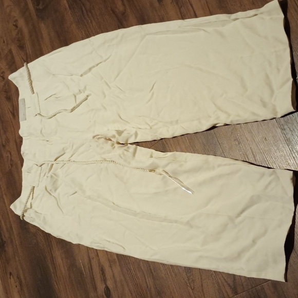 Chico's Cream PaperBagWaist Rope Nautical Beach Tapered Ankle Trousers Pants A40 - Picture 1 of 7